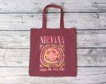 Tote bag coton bio Nirvana avec un design de Nirvana Come As You Are rose