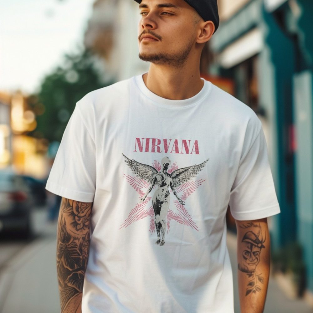 T-shirt Homme Nirvana avec un design de Nirvana In Utero rouge