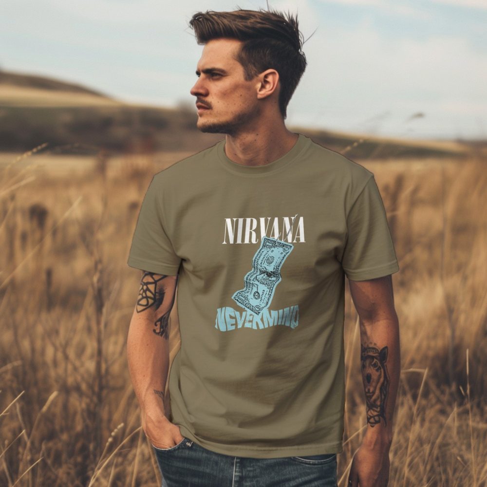 T-shirt Homme Nirvana avec un design de Nirvana Nevermind blanc