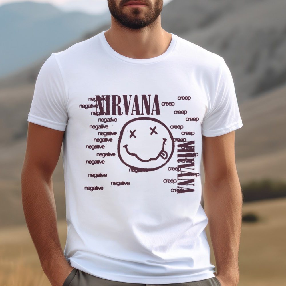 T-shirt Homme Nirvana avec un design de Nirvana Negative Creep bordeaux