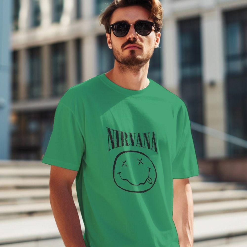 T-shirt Homme Nirvana avec un design de Nirvana Smiley Artwork noir