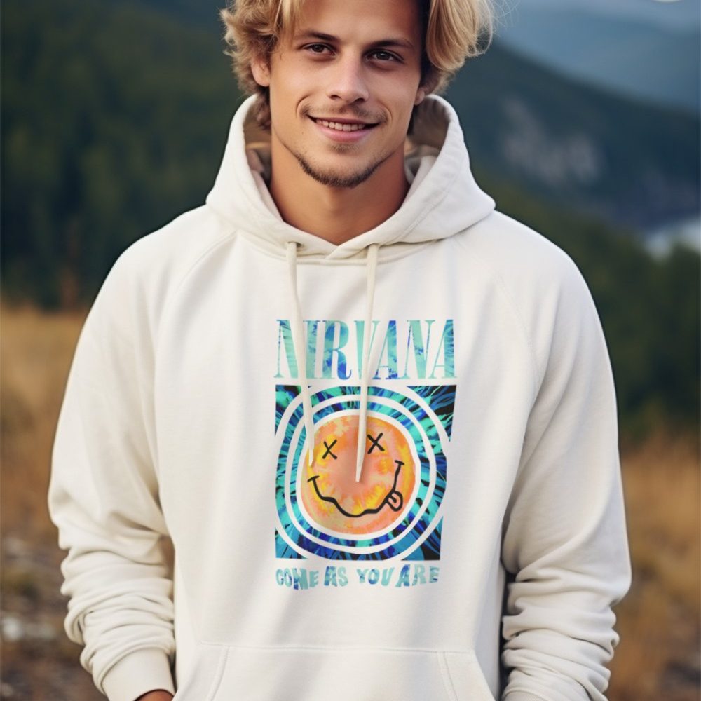 Sweat-shirt à capuche Homme Nirvana avec un design de Nirvana Come As You Are bleu