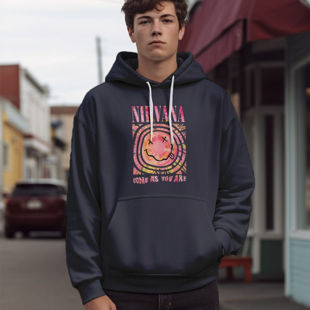 Sweat-shirt à capuche Homme Nirvana avec un design de Nirvana Come As You Are rose