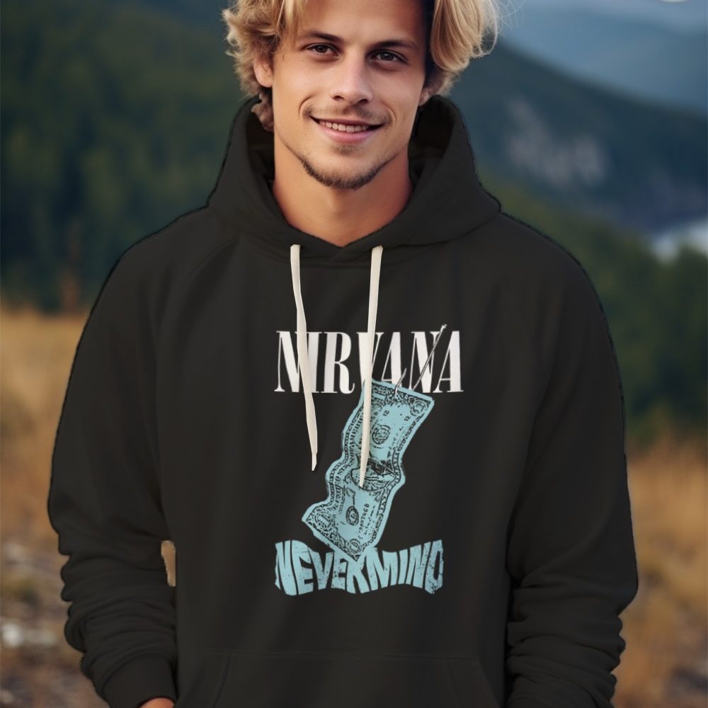 Sweat-shirt à capuche Homme Nirvana avec un design de Nirvana Nevermind blanc