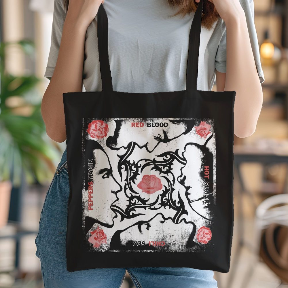 Tote bag coton bio Red Hot Chili Peppers avec un design de RHCP Red Blood