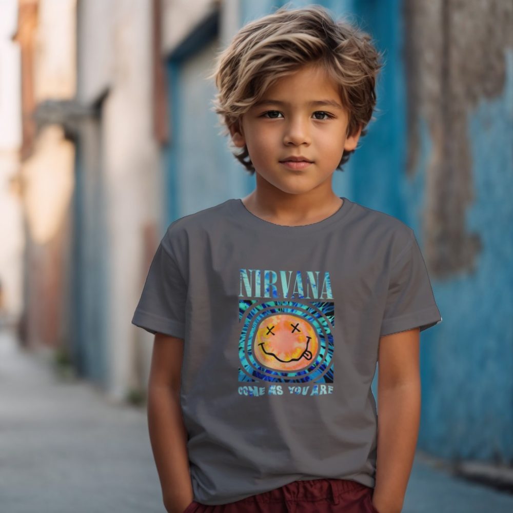 T-shirt Enfant Nirvana avec un design de Nirvana Come As You Are bleu