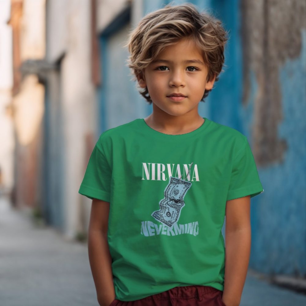 T-shirt Enfant Nirvana avec un design de Nirvana Nevermind blanc