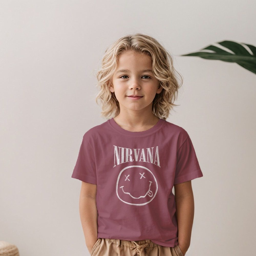 T-shirt Enfant Nirvana avec un design de Nirvana Smiley Artwork blanc