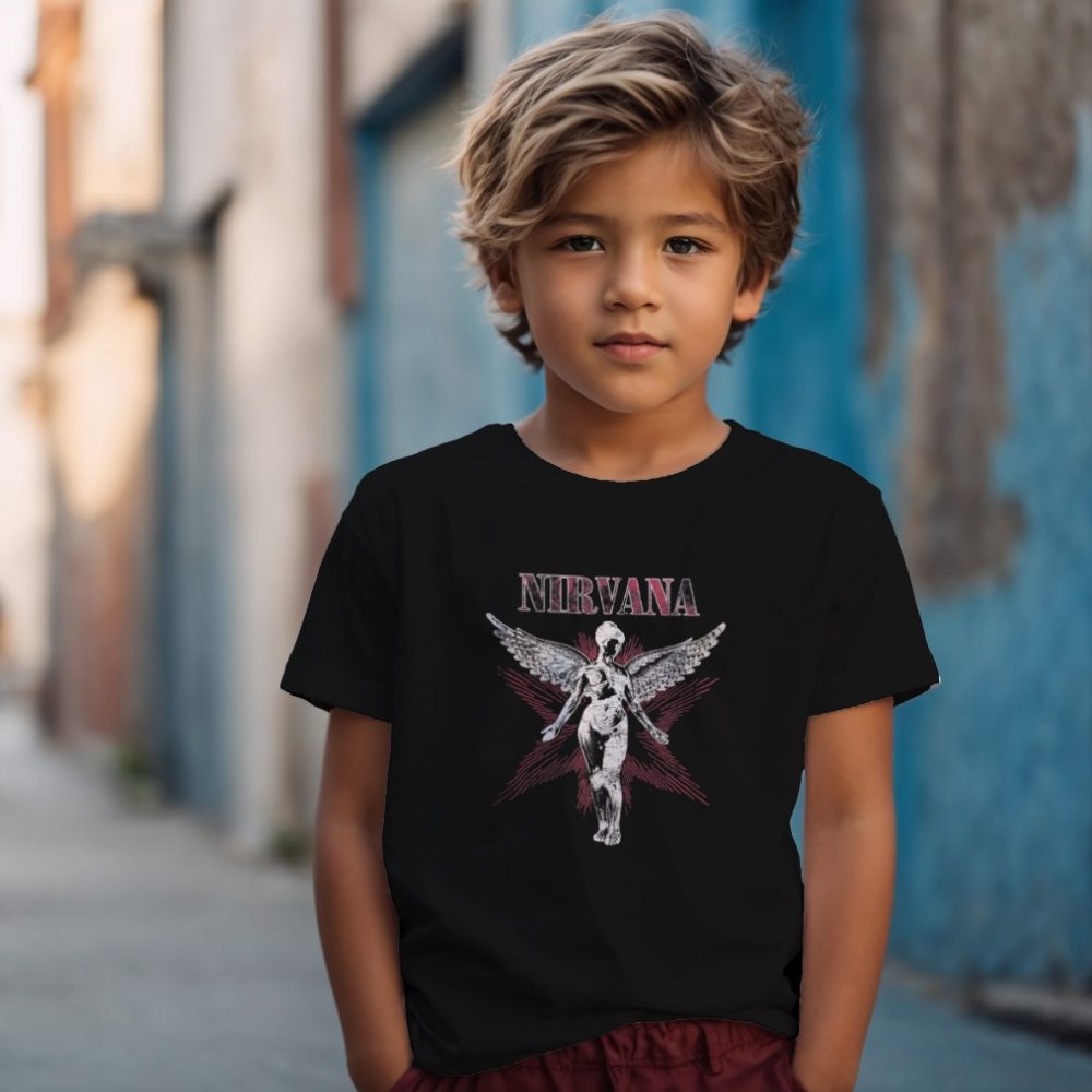 T-shirt Enfant Nirvana avec un design de Nirvana In Utero blanc