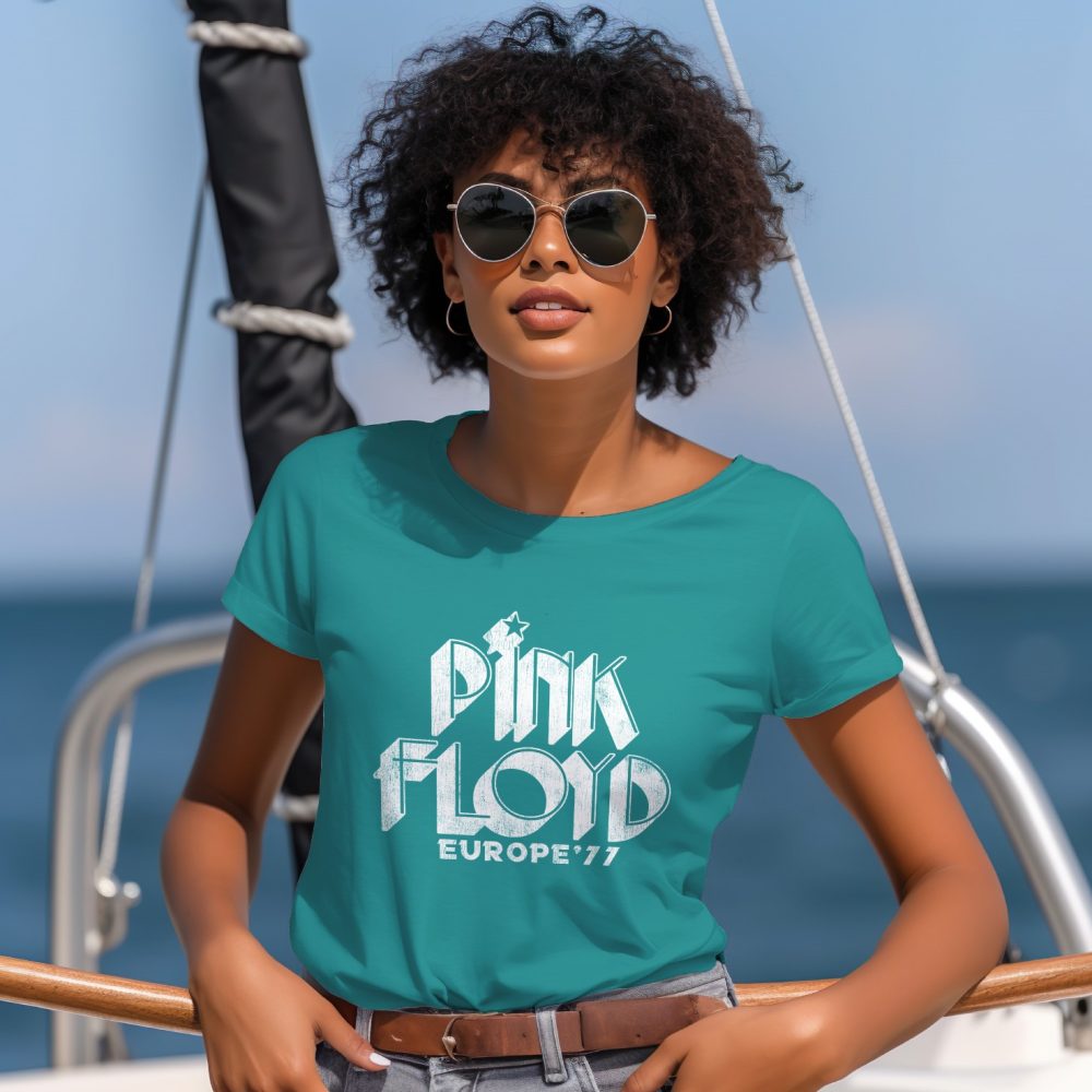 T-shirt Femme Pink Floyd avec un design de Pink Floyd Europe 77 blanc