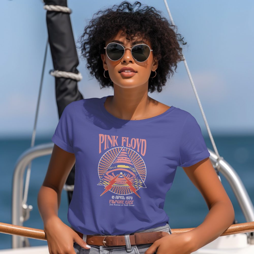 T-shirt Femme Pink Floyd avec un design de Pink Floyd Fillmore East blanc