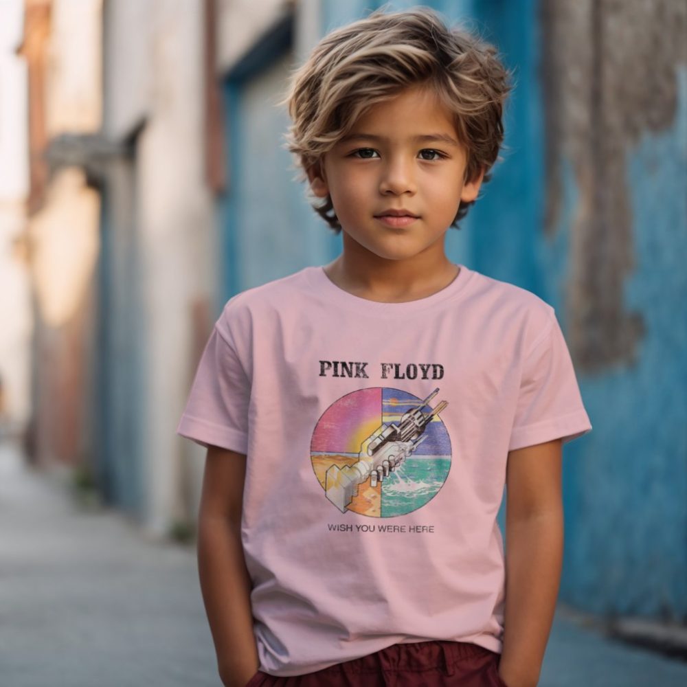 T-shirt Enfant Pink Floyd avec un design de Pink Floyd Wish You Were Here couleurs