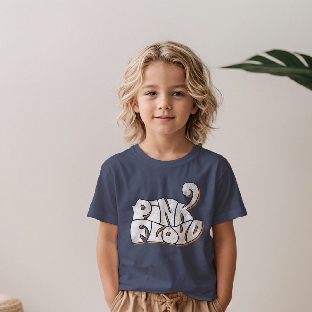 T-shirt Enfant Pink Floyd avec un design de Pink Floyd Wavy Used blanc jaune