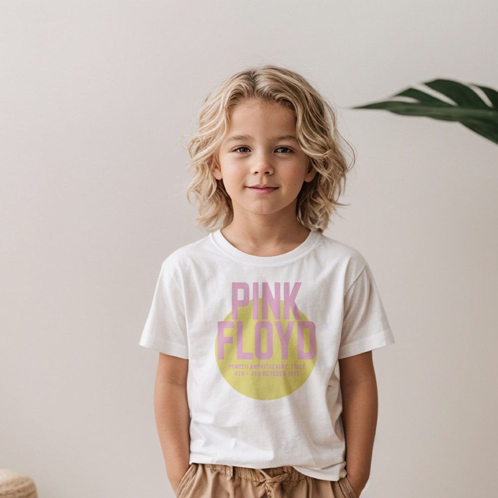 T-shirt Enfant Pink Floyd avec un design de Pink Floyd Italy 71 rose jaune