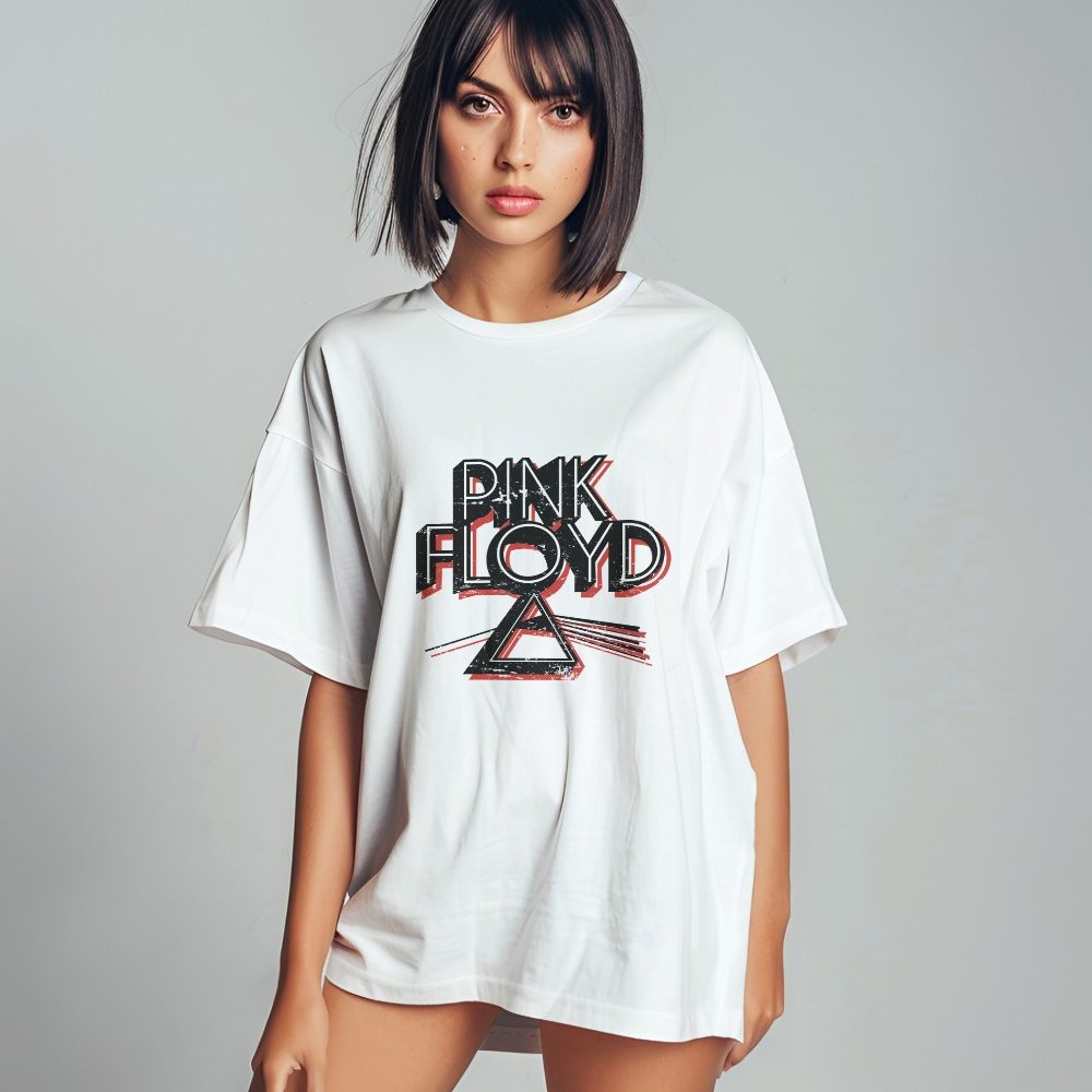 T-shirt oversize coton bio Femme Pink Floyd avec un design de Pink Floyd Triangle noir