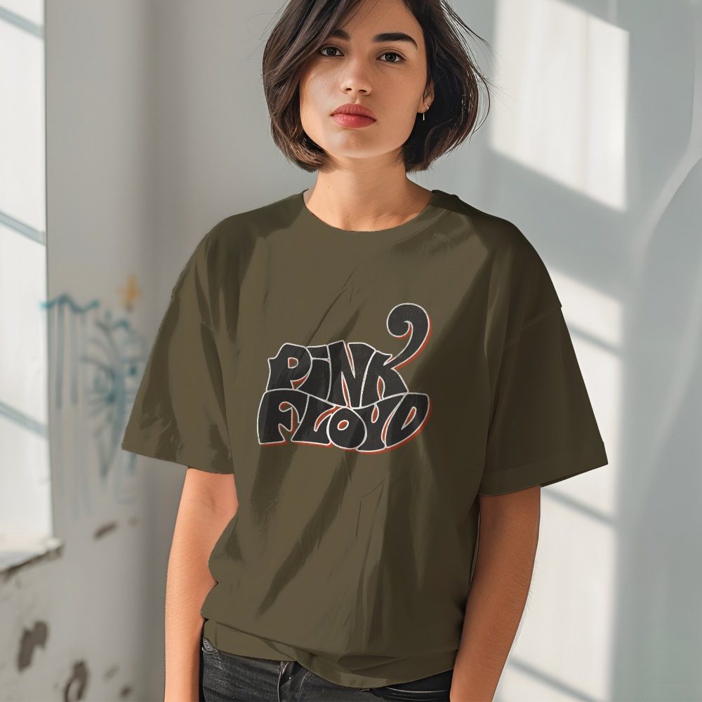 T-shirt oversize coton bio Femme Pink Floyd avec un design de Pink Floyd Wavy Used noir