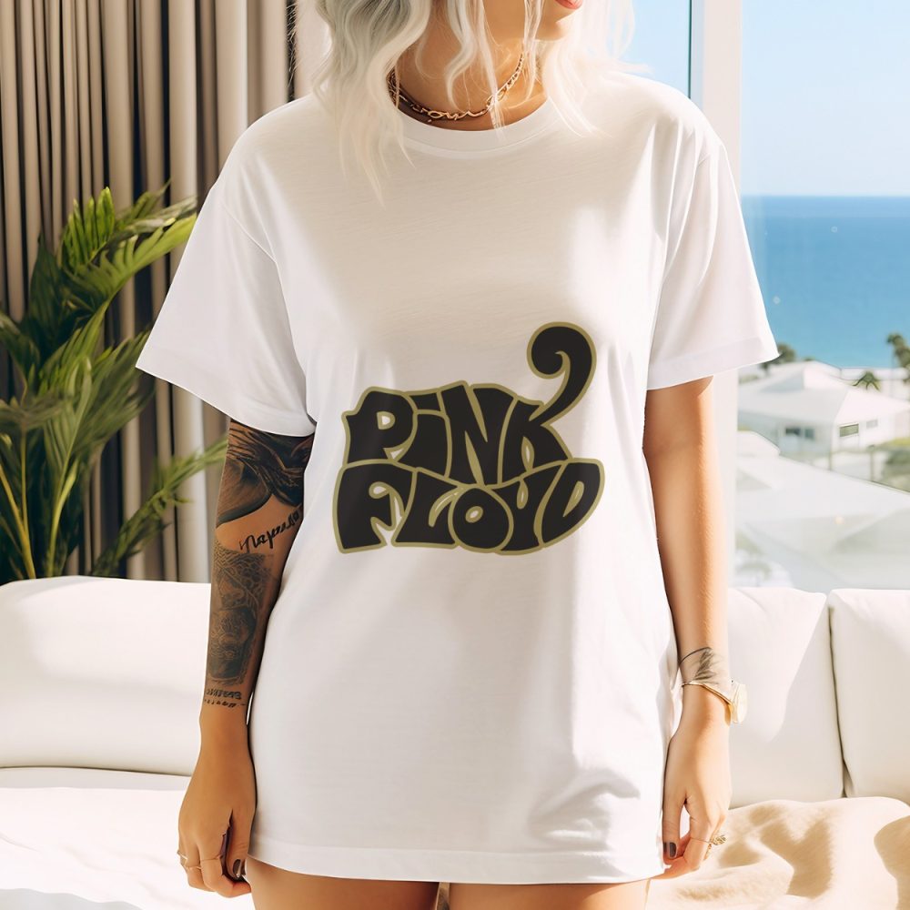 T-shirt oversize coton bio Femme Pink Floyd avec un design de Pink Floyd Wavy noir