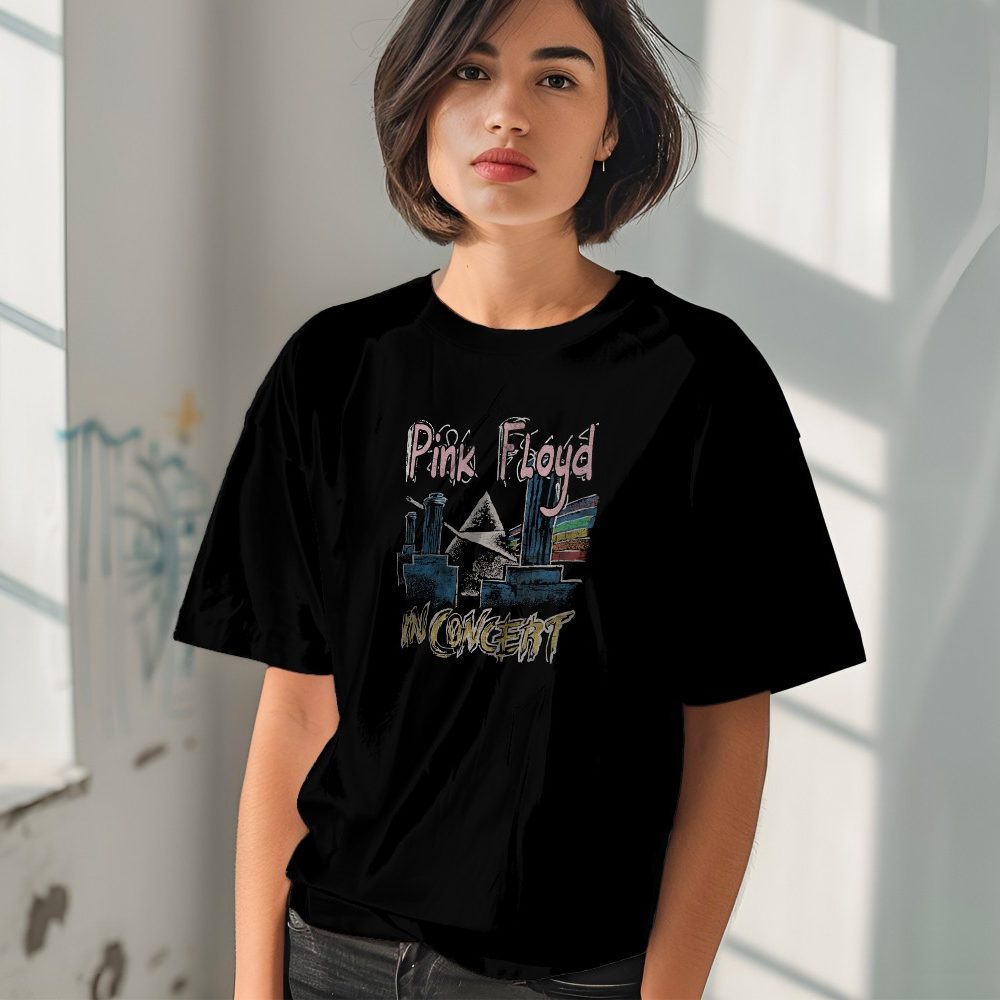 T-shirt oversize coton bio Femme Pink Floyd avec un design de Pink Floyd In Concert gris