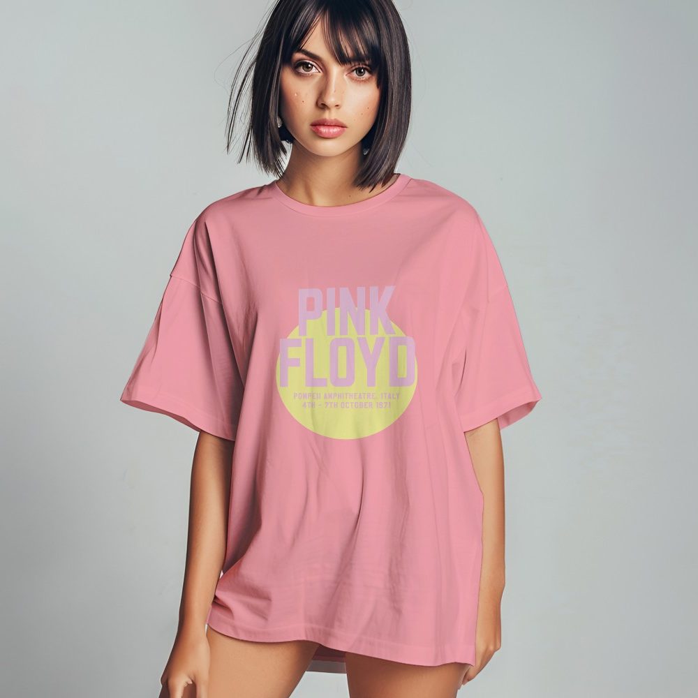 T-shirt oversize coton bio Femme Pink Floyd avec un design de Pink Floyd Italy 71 rose jaune