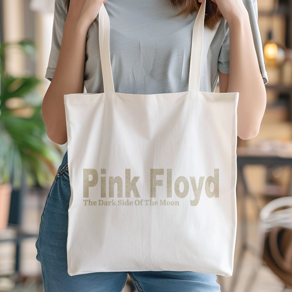 Tote bag coton bio Pink Floyd avec un design de Pink Floyd Dark Side Of The Moon beige