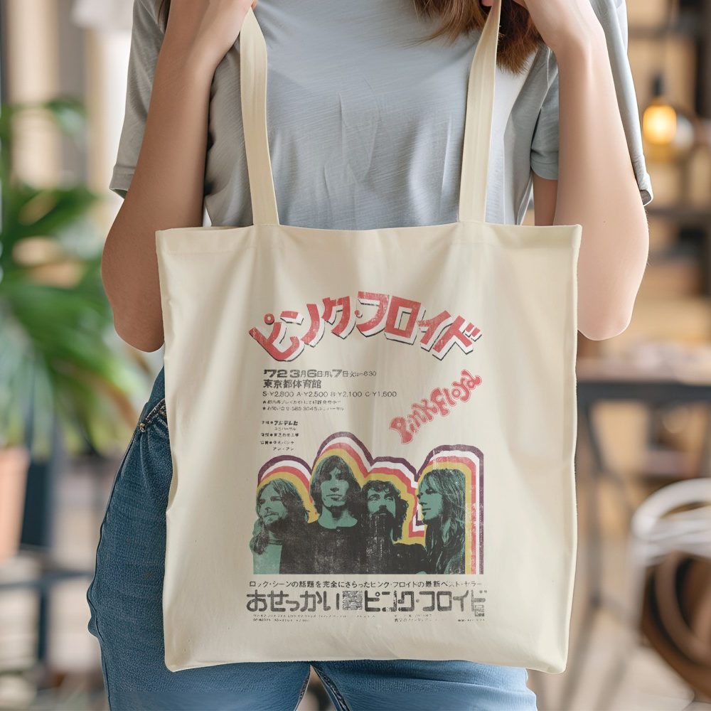 Tote bag coton bio Pink Floyd avec un design de Pink Floyd Japon vert