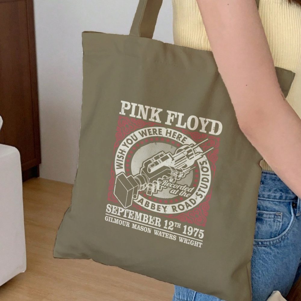 Tote bag coton bio Pink Floyd avec un design de Pink Floyd 1975 beige