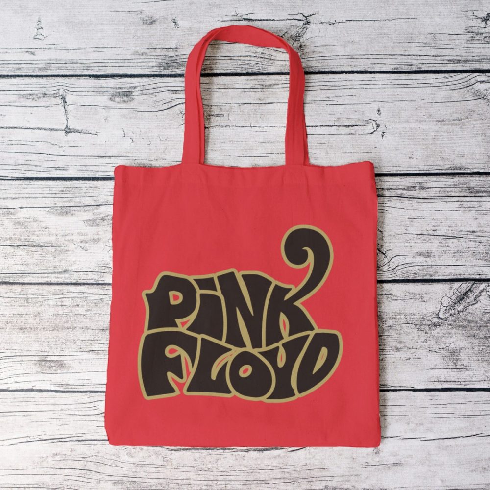 Tote bag coton bio Pink Floyd avec un design de Pink Floyd Wavy noir
