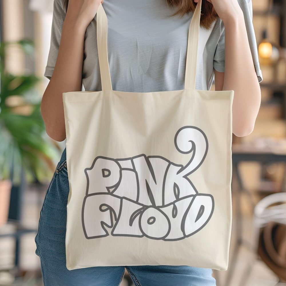 Tote bag coton bio Pink Floyd avec un design de Pink Floyd Wavy blanc