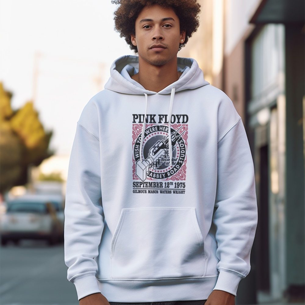 Sweat-shirt à capuche Homme Pink Floyd avec un design de Pink Floyd 1975 noir
