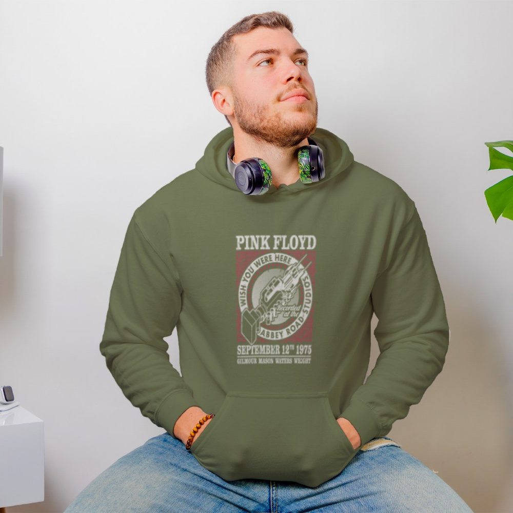 Sweat-shirt à capuche Homme Pink Floyd avec un design de Pink Floyd 1975 beige