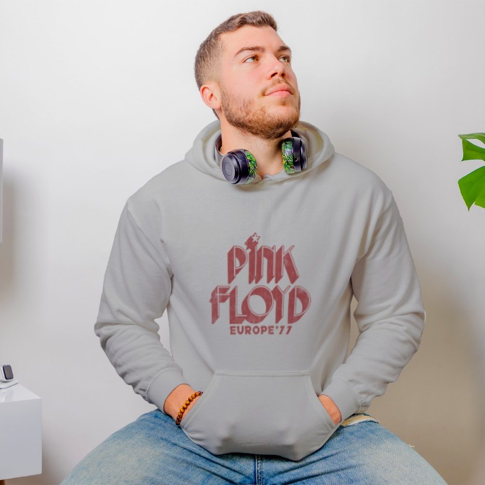 Sweat-shirt à capuche Homme Pink Floyd avec un design de Pink Floyd Europe 77 rouge