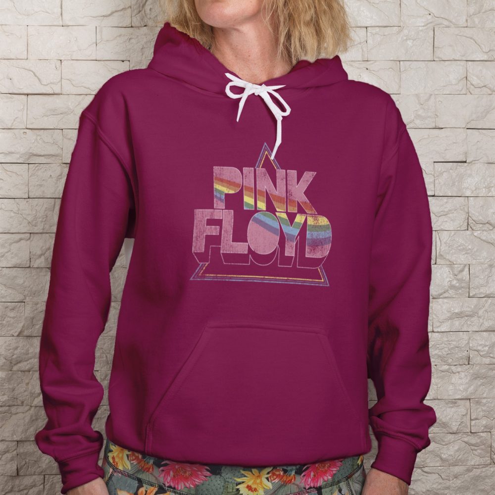 Sweat-shirt à capuche Femme Pink Floyd avec un design de Pink Floyd Rainbow blanc