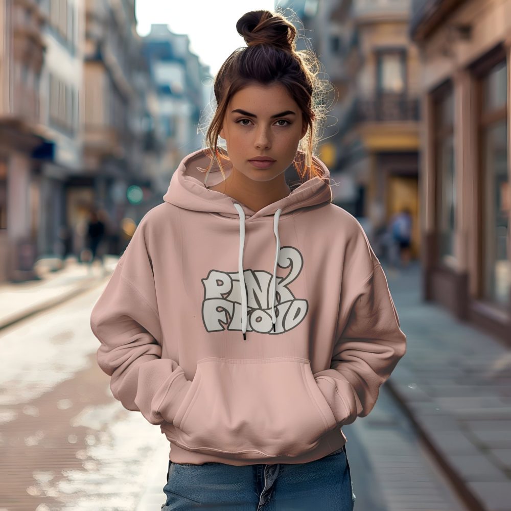 Sweat-shirt à capuche Femme Pink Floyd avec un design de Pink Floyd Wavy blanc