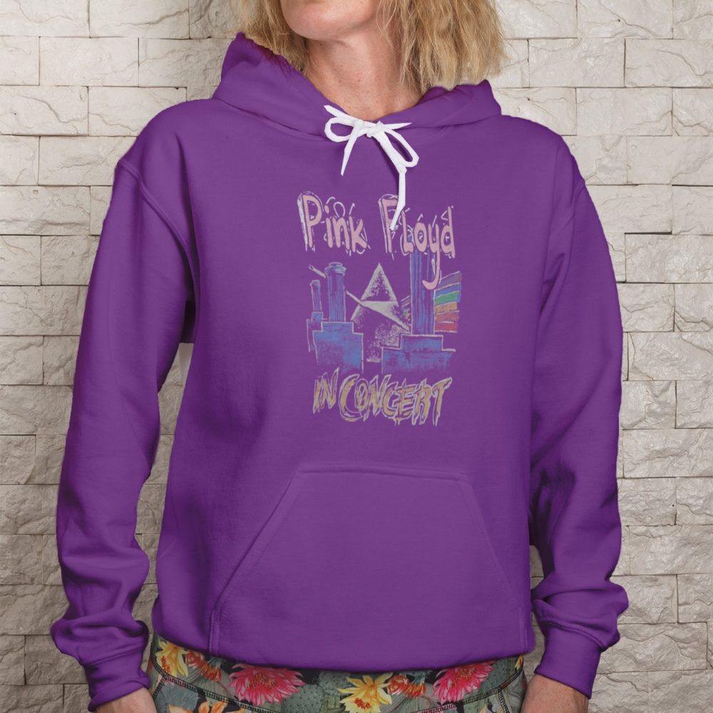 Sweat-shirt à capuche Femme Pink Floyd avec un design de Pink Floyd In Concert gris