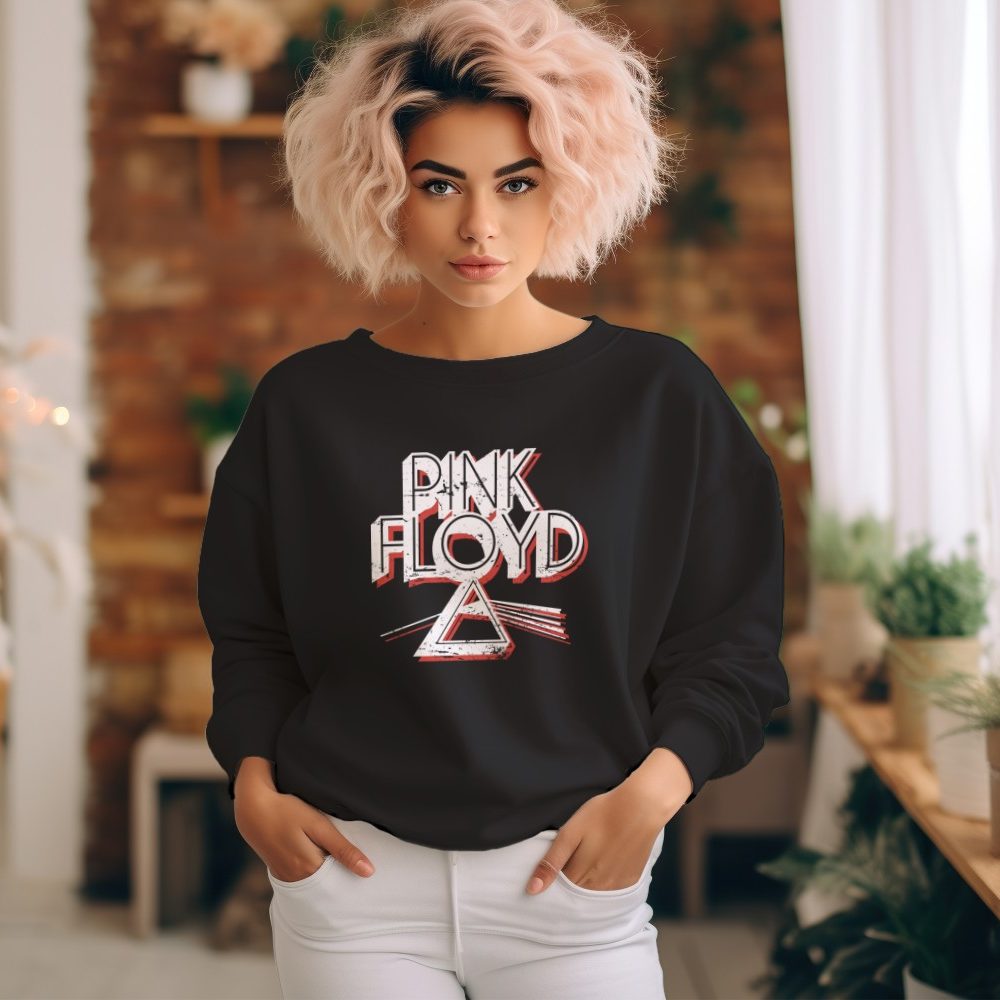 Sweat oversize coton bio Femme Pink Floyd avec un design de Pink Floyd Triangle blanc