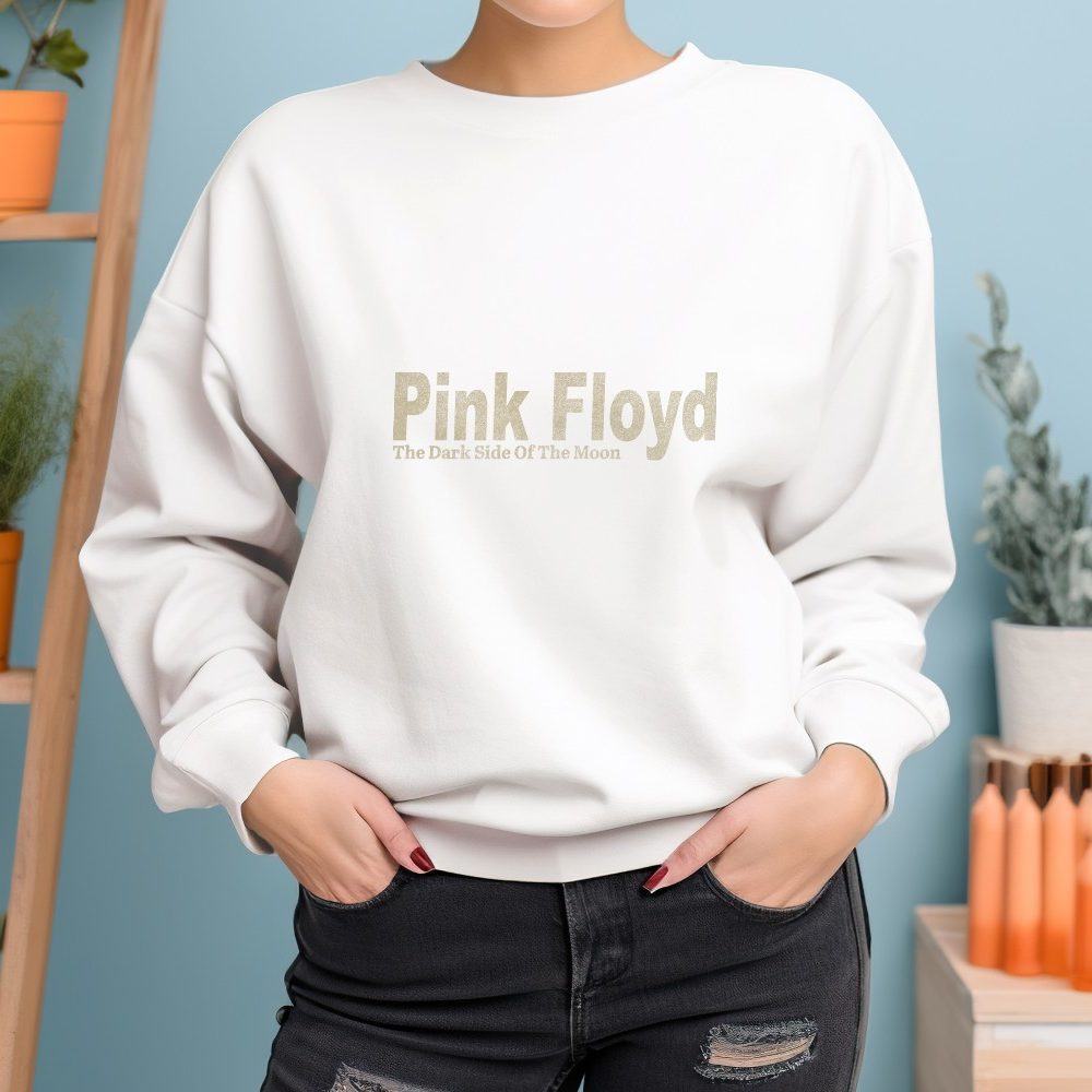 Sweat oversize coton bio Femme Pink Floyd avec un design de Pink Floyd Dark Side Of The Moon beige