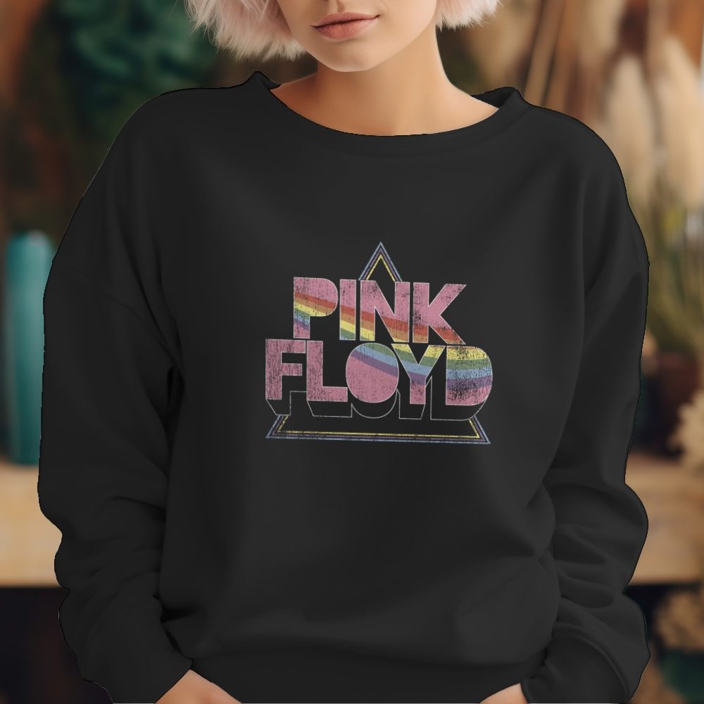 Sweat oversize coton bio Femme Pink Floyd avec un design de Pink Floyd Rainbow blanc