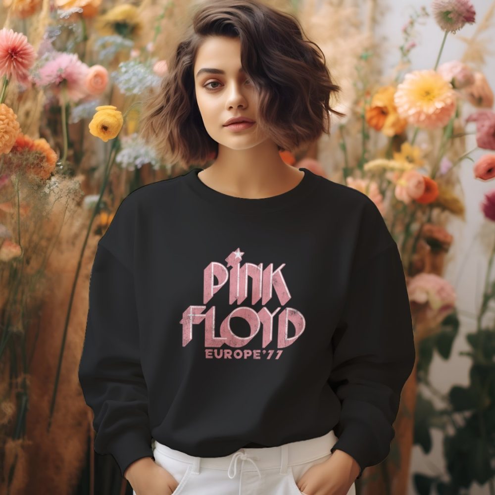 Sweat oversize coton bio Femme Pink Floyd avec un design de Pink Floyd 77 rose