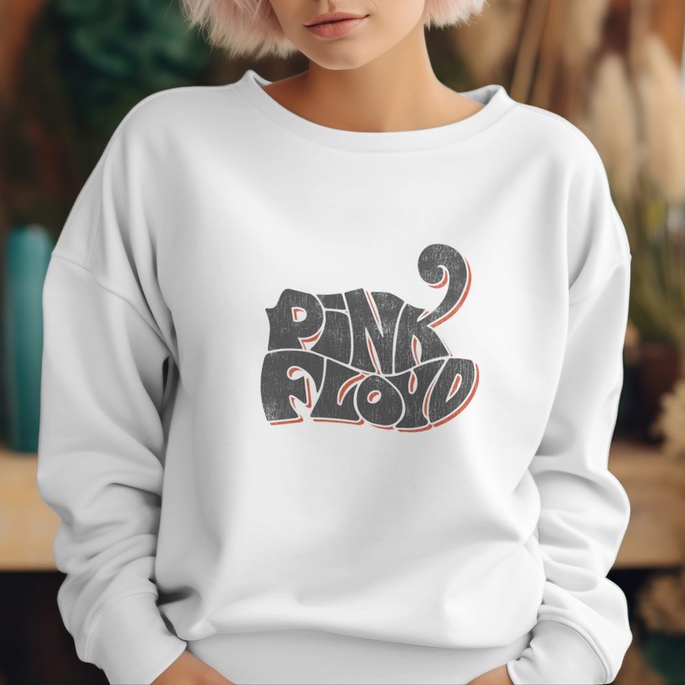 Sweat oversize coton bio Femme Pink Floyd avec un design de Pink Floyd Wavy Used noir