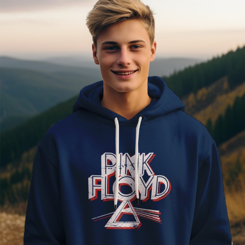 Pull à capuche Enfant Pink Floyd avec un design de Pink Floyd Triangle blanc