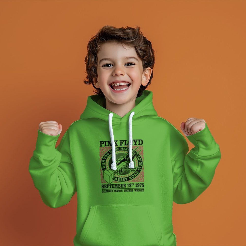 Pull à capuche Enfant Pink Floyd avec un design de Pink Floyd 1975 noir