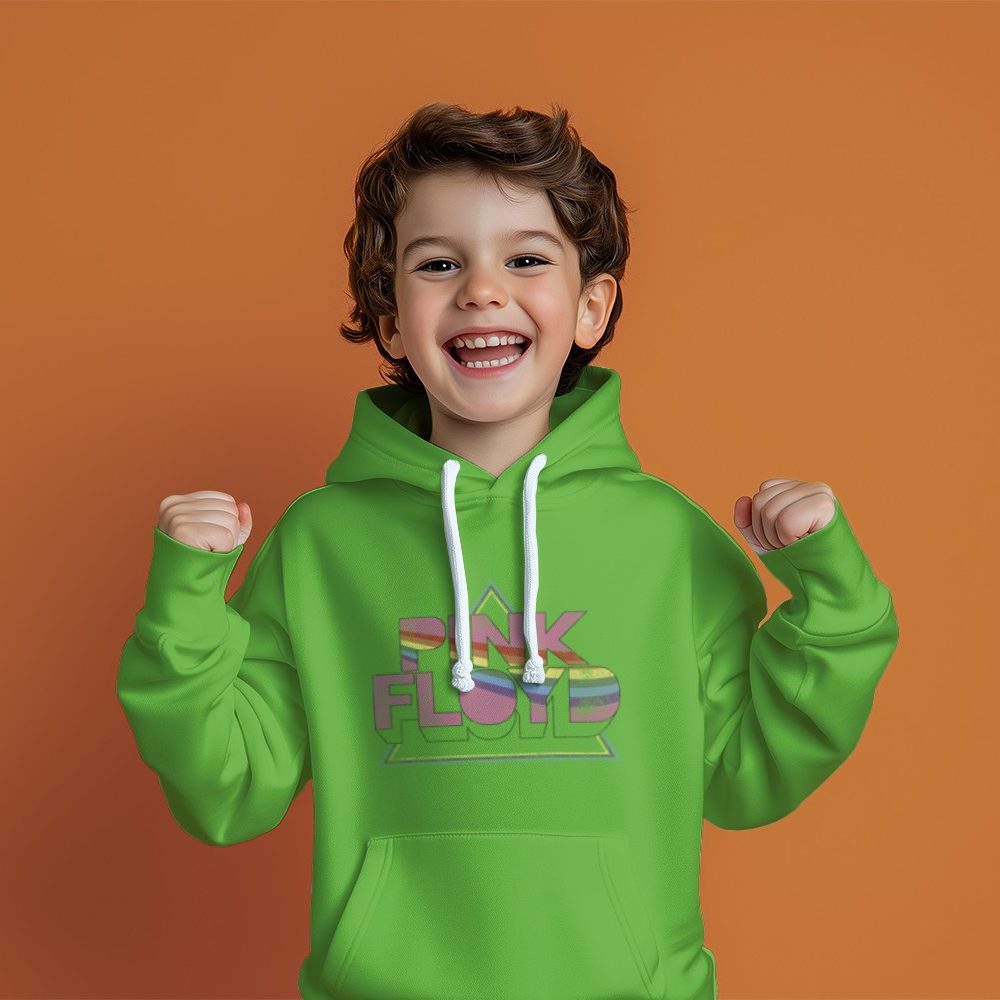 Pull à capuche Enfant Pink Floyd avec un design de Pink Floyd Rainbow noir