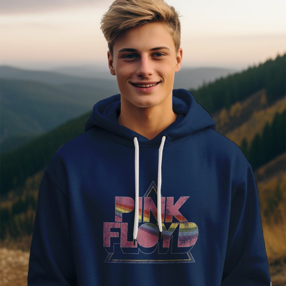 Pull à capuche Enfant Pink Floyd avec un design de Pink Floyd Rainbow blanc