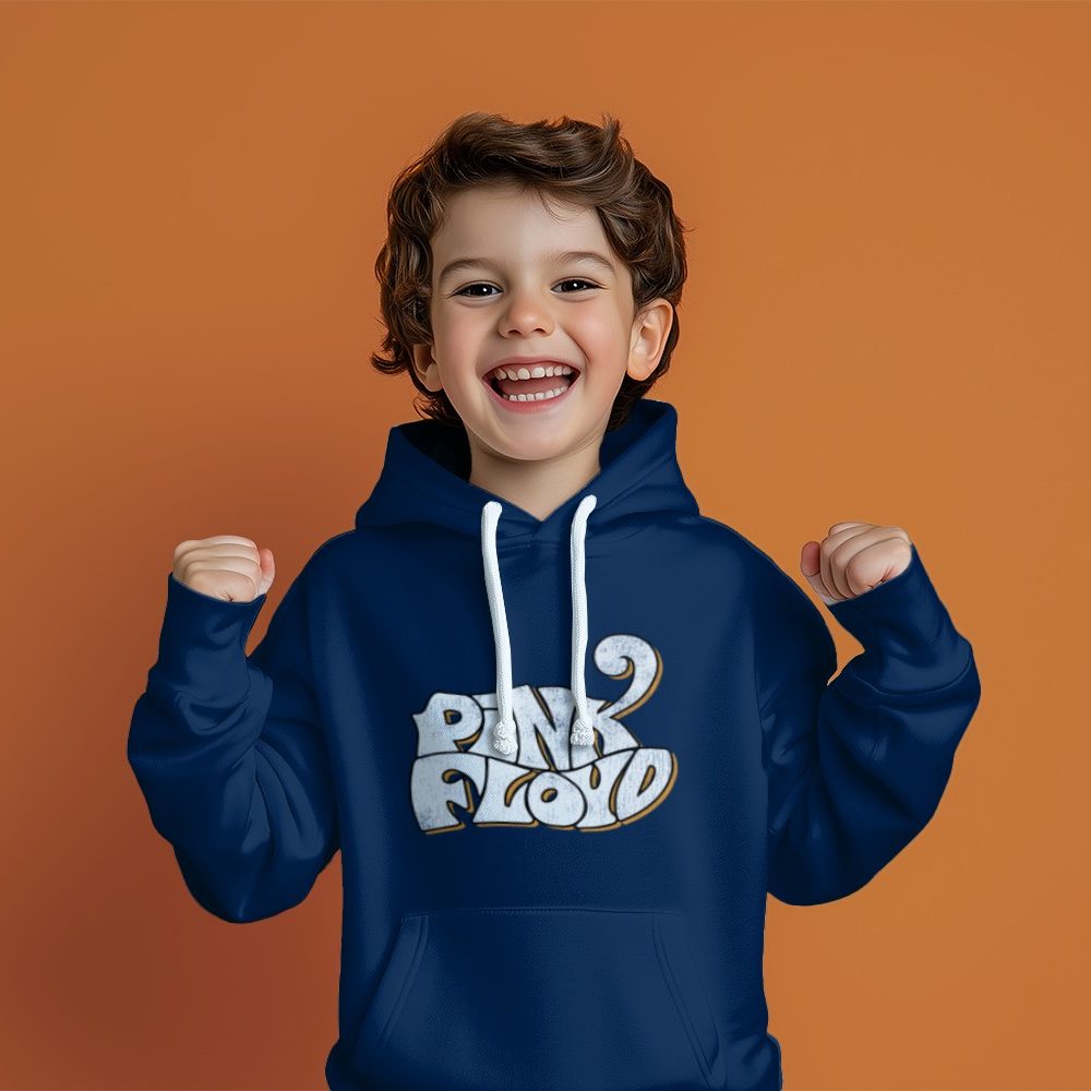 Pull à capuche Enfant Pink Floyd avec un design de Pink Floyd Wavy Used blanc jaune