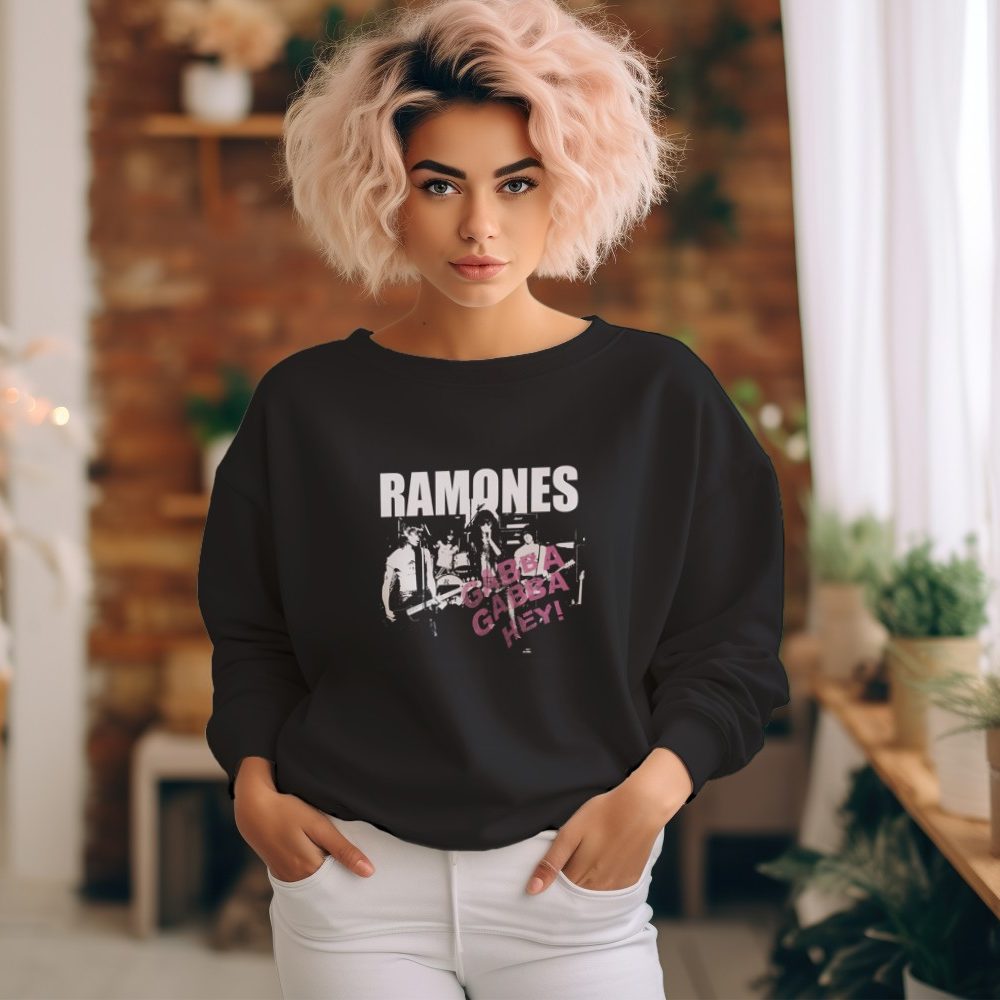 Sweat oversize coton bio Femme Ramones avec un design de Ramones Gabba Gabba Hey