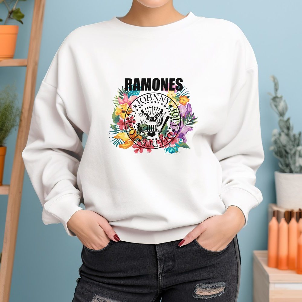 Sweat oversize coton bio Femme Ramones avec un design de Ramones Flowers