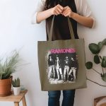 Tote bag coton bio Ramones avec un design de Ramones Groupe noir