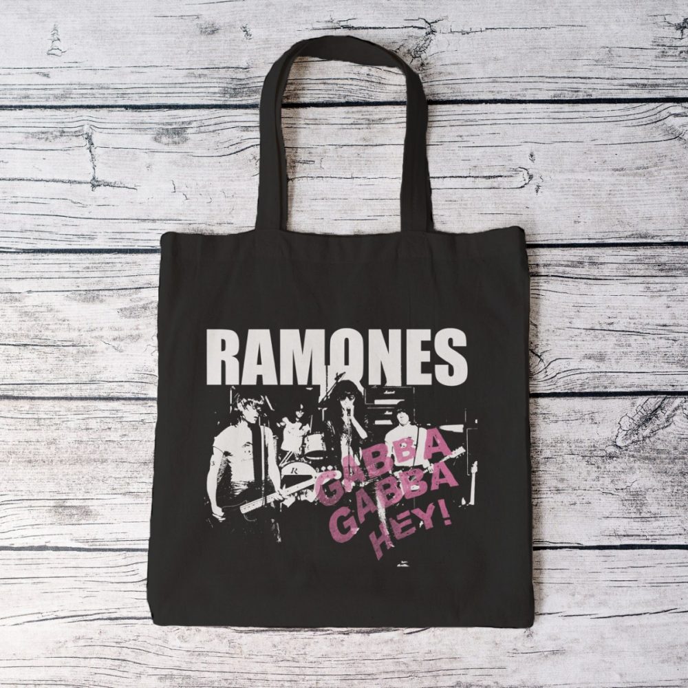 Tote bag coton bio Ramones avec un design de Ramones Gabba Gabba Hey