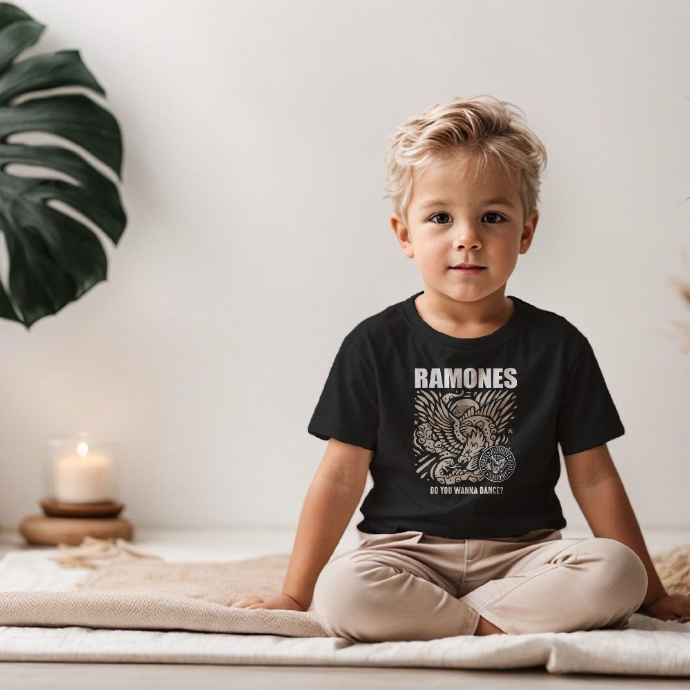 T-shirt coton bio Bébé Ramones avec un design de Ramones Do You Wanna Dance?