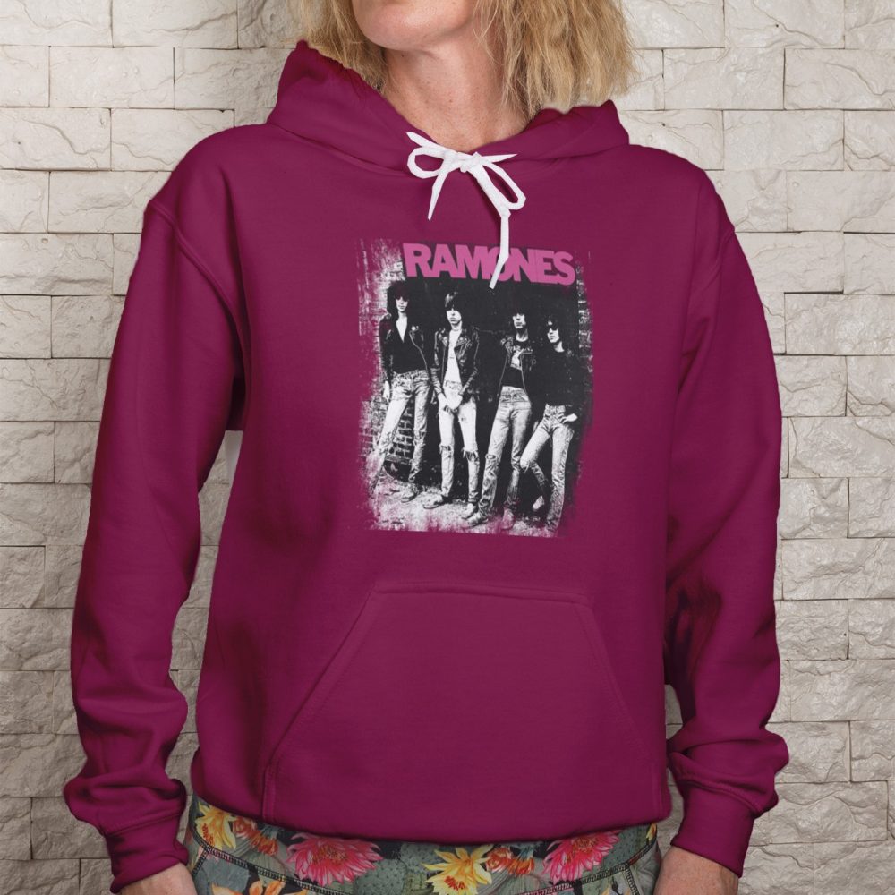 Sweat-shirt à capuche Femme Ramones avec un design de Ramones Groupe noir